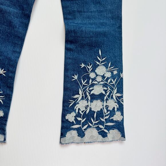 Anthropologie Pilcro Flare Jeans Women’s 26 Floral Embroidered Naturecore Boho - Picture 11 of 16